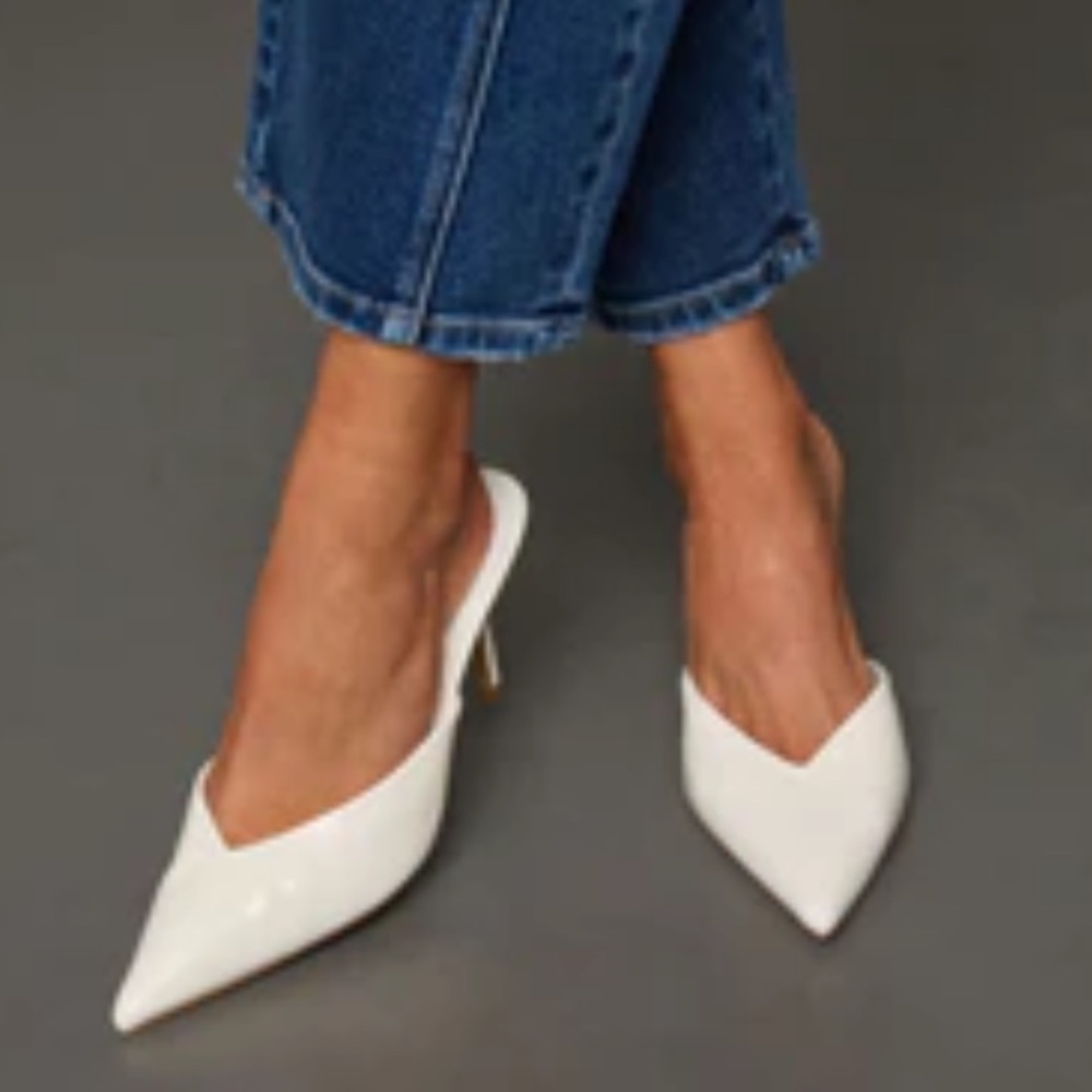 White Pointed Toe Mules